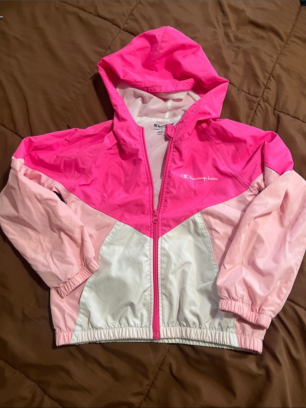 Champion Kids' Pink & Light Pink Colorblock Hooded Rain Jacket
